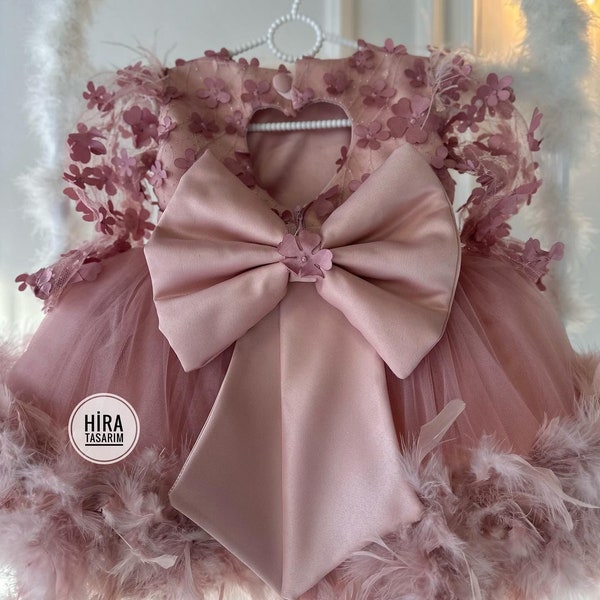 Rosa Babyband Tutu Hochzeitsmädchenkleid, Geburtstagskleid, Abschlussball-Party-Blumenmädchenkleid, Prinzessinnen-Kleid, Puffy-Kleid, Tüllkleid