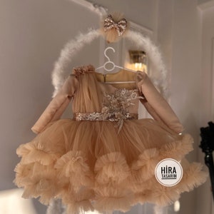 Gold Baby Tutu Wedding Flower Girl Dress, Birthday Dress, Prom Party Flower Girl Dress, Princess Style Dress, Puffy Dress, Tulle Dress