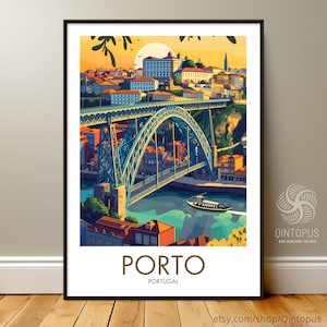 Oporto, Portugal, Cartel de viaje, Verano, Vacaciones, Atlántico, Idea de regalo para boda, cumpleaños, aniversario, etc., Cartel de Portugal, Bellas Artes 1