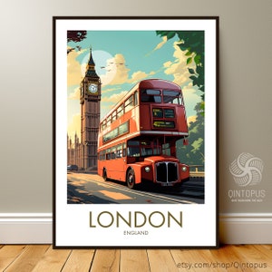 Londres, Inglaterra, Reino Unido, pôster de viagem, viagem pela cidade, Tâmisa, ideia de presente para casamento, aniversário, aniversário..., pôster da Grã-Bretanha, belas artes 1