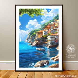 Liguria, Travel Poster, Summer, Holiday, Mediterranean, Great gift idea for wedding, birthday, anniversary etc., Italy Poster, Fine Art 2
