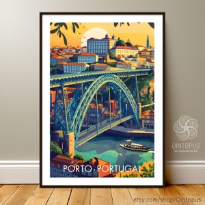 Oporto, Portugal, Cartel de viaje, Verano, Vacaciones, Atlántico, Idea de regalo para boda, cumpleaños, aniversario, etc., Cartel de Portugal, Bellas Artes 2