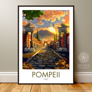 Pompeya, Italia, Cartel de viaje, Verano, Vacaciones, Atlántico, Idea de regalo para boda, cumpleaños, aniversario, etc., Cartel de Italia, Bellas Artes 1