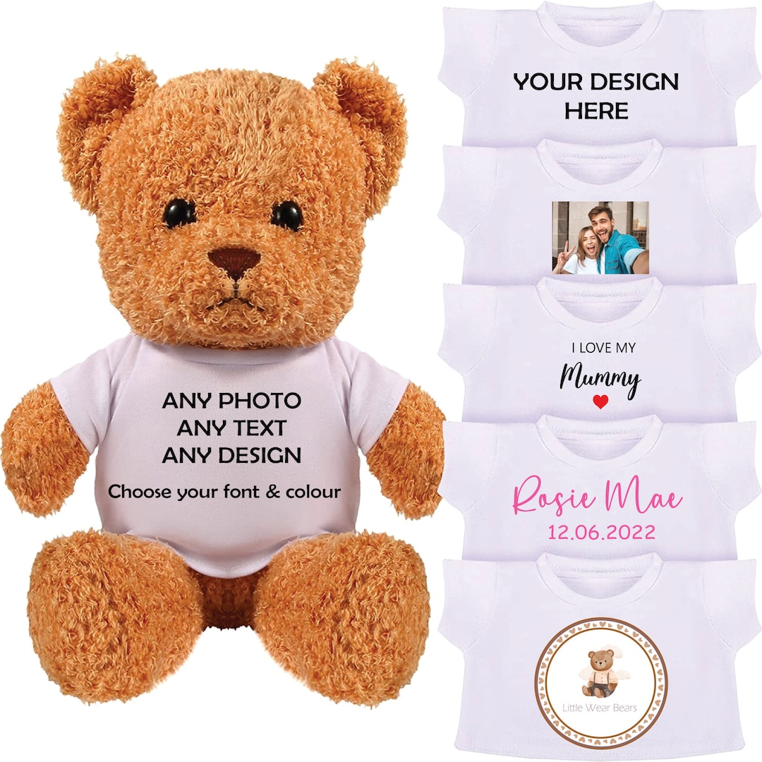 Custom Teddy Bears Tshirt TSHIRT ONLY Personalised Teddy Tshirt Teddy