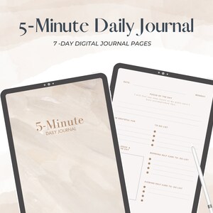 5 Minute Daily Journal | Daily Journal for Ipad, Goodnotes, and Notability |  Goal Setting Journal | Gratitude and Self Reflection Planner