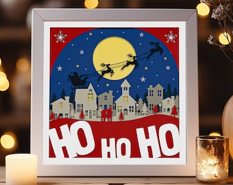 Joyeux Noël Shadow Box, arbre de Noël SVG, boîte à lumière de Noël, boîte d’ombre 3D de Noël, boîte à lumière SVG en couches 3D, Christian SVG