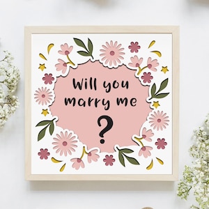 3D bruiloft Shadow Box svg, 3D sillhouette sjabloon, meerlaags wil je met me trouwen, Cricut Shadow Box SVG, cadeau voor papercut, Lightbox Svg