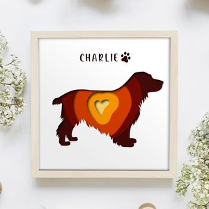 Shadow box Dog Custom Name, Cocker SVG, Pet Memorial ShadowBox, Dog Shadow Box, Animal Shadow Box, Light Box Template, Papercutting Svg