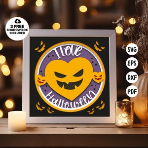 Shadow Box Halloween, Heart Light Box, 3D Halloween SVG, PaperCut Lightbox, Shadow Box Template, 3D Shadowbox SVG, Cardstock SVG