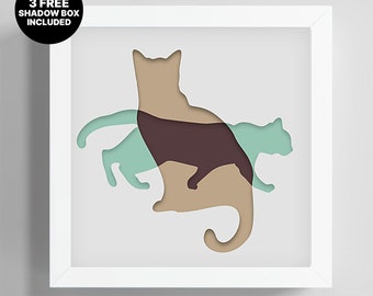 Shadow Box Cat SVG: Layered Papercut Lightbox (Digital Download) easy cricut template
