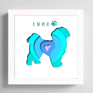 Shih tzu chihuahua Shadow Box SVG : projet Cricut multicouche - Design 3D minimaliste avec coeur - Meilleures ventes sur Etsy