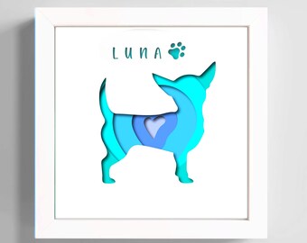 Chihuahua Shadow Box SVG: 3D Minimalist Design with Heart (Cricut)