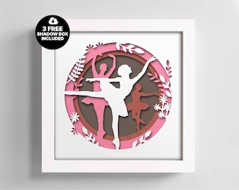 Cricut d’aver project Shadow Box SVG, Ballet Silhouette Layered Papercut Template, Cricut Lightbox Design (Digital Download)