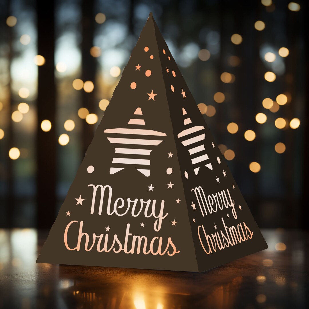 Christmas Decoration SVG, 3D Pyramid Centerpiece Lantern Paper Model ...