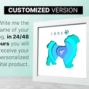 Shih tzu chihuahua Shadow Box SVG : projet Cricut multicouche - Design 3D minimaliste avec coeur - Meilleure vente sur Etsy !