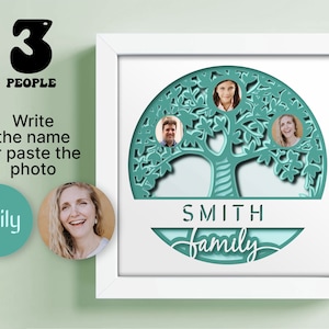 Shadow Bo 3D Family Tree SVG,  Personalized x for Silhouette and Cricut, Wedding & Family Name SVG - Gift for Family of 3