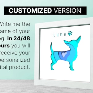 Chihuahua Shadow Box Customized SVG: Multilayer Cricut Project - Minimalist 3D Design with Heart - Top Seller on Etsy!&quot;