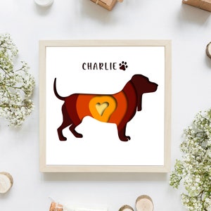 Nom personnalisé de chien 3D, Teckel SVG, Pet Memorial ShadowBox, Dog Shadow Box, Animal Shadow Box, Light Box Template, Cricut Project, Shadow Box image 6