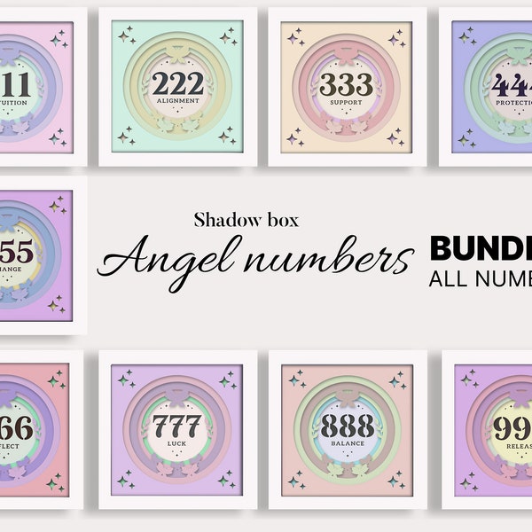 Bundle of 9 Angel Number Shadow Box, 3D Shadow Box Svg Angel Number Set, Multilayer Dxf, Cricut Shadow Box Papercut Template, Lightbox Svg Bundle of 9 Angel Number Shadow Box, 3D Shadow Box Svg Angel Number Set, Multilayer Dxf, Cricut Shadow Box Papercut Template, Lightbox Svg