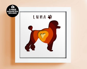 Custom Name Poodle Shadow Box Template: Pet Memorial SVG, Cricut, Laser Cut (Digital Files)