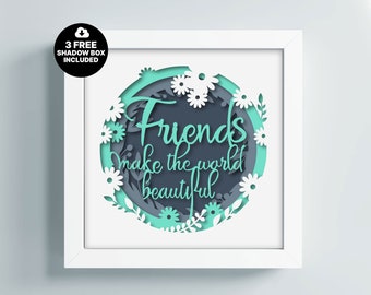 Shadow Box svg 3D Friends, 3D Silhouette Template, Multilayer Friends Gift Dxf, Cricut Shadow Box SVG, Gift For Friends, Papercut Svg