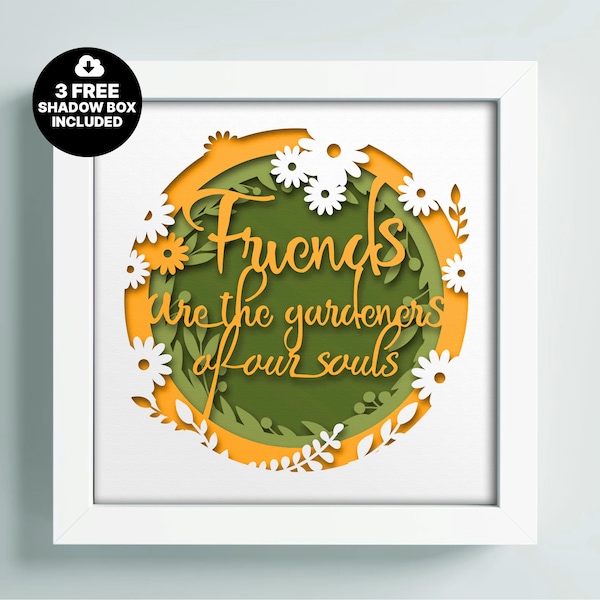 3D FRIENDS Shadow Box svg, 3D Sillhouette Template, Multilayer Friends Gift Dxf, Cricut Shadow Box SVG, Gift For Papercut, Lightbox Svg