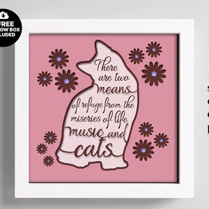 Shadowbox cat, 3D Paper Cut Shadow Box Template, Multicolor Cat Svg, Multilayer SVG Dxf, 3D Cricut File, Papercut Template, home decor