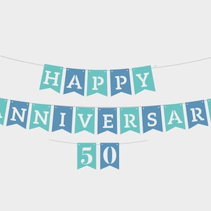 Szczęśliwej rocznicy 50 SVG Banner, 3D Festoon Szablon dla Cricut, Złota dekoracja ślubna, Wydrukowane flagi proporczykowe, Dekoracja na imprezę 50 lat