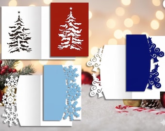 Julkort SVG-mall – 5×7" vikt kort (10×7" platt) – Julklappsdesign för Cricut och Silhouette, Lagerkort direktnedladdning