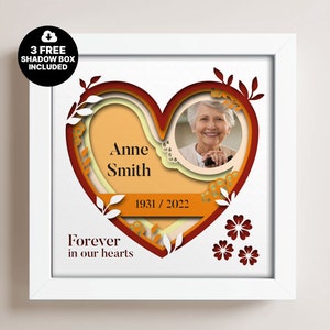 Svg personalizzabile 3D MEMORIAL Shadow Box, modello 3D Sillhouette, regalo commemorativo multistrato Dxf, Cricut Shadow Box SVG, regalo per Papercut