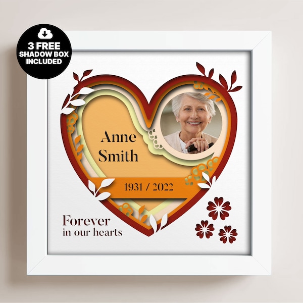 Customizable 3D MEMORIAL Shadow Box svg, 3D Sillhouette Template, Multilayer Memorial Gift Dxf, Cricut Shadow Box SVG, Gift For Papercut Customizable 3D MEMORIAL Shadow Box svg, 3D Sillhouette Template, Multilayer Memorial Gift Dxf, Cricut Shadow Box SVG, Gift For Papercut