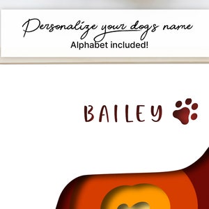 Nom personnalisé de chien 3D, Teckel SVG, Pet Memorial ShadowBox, Dog Shadow Box, Animal Shadow Box, Light Box Template, Cricut Project, Shadow Box image 5