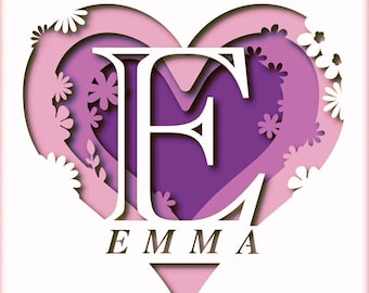 Monogramma per cameretta in formato SVG – Lettera personalizzata, file di taglio per carta Cricut per matrimoni e decorazioni per la casa.