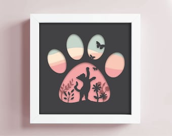 shadow box Cat and Butterfly Papercut Template, Multilayer SVG Dxf for 3D Cricut, Creative DIY Gift for Animal Lovers and Craft
