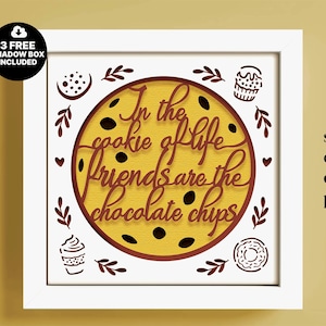 3D Freunde Kekse Shadow Box svg, 3D Silhouette Vorlage, Multilayer Freunde Geschenk Dxf, Cricut Shadow Box SVG, Geschenk für Papercut, Lightbox