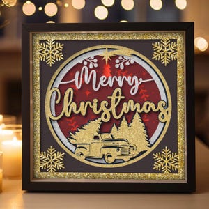 Merry Christmas Shadow Box, Christmas tree SVG, Christmas lightbox, Christmas 3D shadow box, 3d Layered SVG Papercut lightbox, Christian SVG