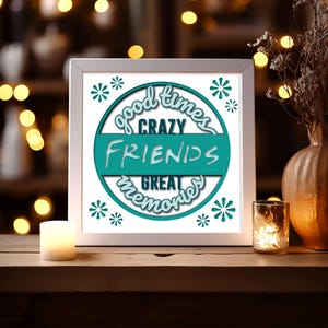 Shadow Box svg 3D Freunde, 3D Sillhouette Vorlage, Multilayer Freunde Geschenk Dxf, Cricut Shadow Box SVG, Geschenk für Papercut, Lightbox svg