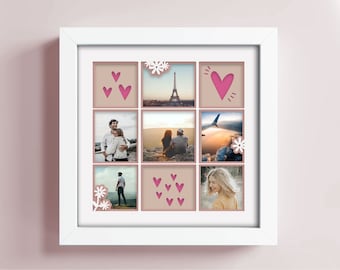 Galleria fotografica con cornice a giorno SVG / Cornice multipla in carta ritagliata / Scatola luminosa per foto di famiglia / Modello 3D per Cricut / Download digitale