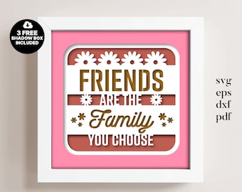 Freunde Schattenbox SVG: Multilayer Papierschnitt Geschenk (Digitaler Download)