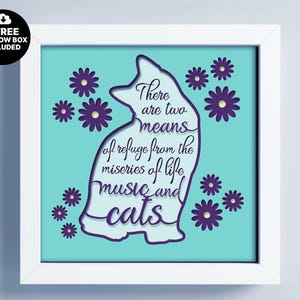 Citations 3D chat, modèle de boîte d'ombre en papier découpé 3D, Svg chat multicolore, Dxf SVG multicouche, fichier Cricut 3D, modèle Papercut