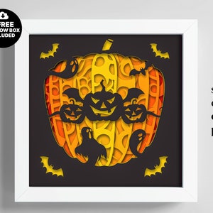 Halloween Shadow Box, Halloween Light Box, 3D Pumpkin SVG, PaperCut Lightbox, Shadow Box Template, 3D Shadow Box SVG, Cardstock SVG, 3D Svg