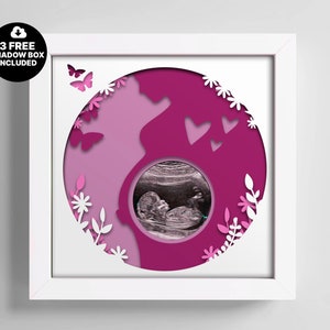Shadow Box pour cadre photo à ultrasons, Shadow Box pour photo de bébé 3D, boîte 3D multicouche pour mère GROSSESSE, fichier pour Cricut, nouvelle maman