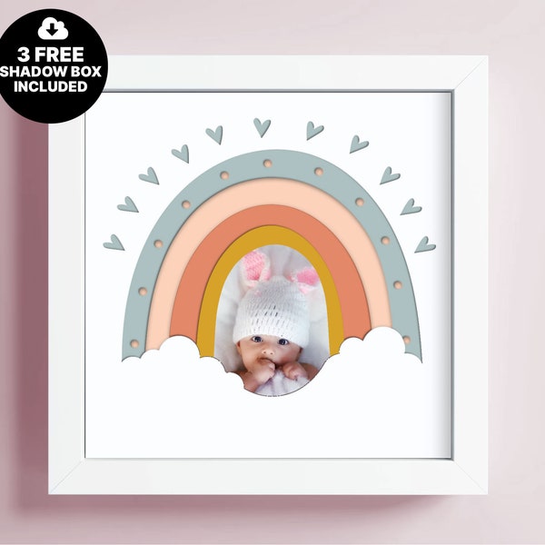3D Rainbow Shadow Box SVG, New Born Shadow Box, Multilayer SVG, Rainbow Dxf, 3D Cricut File, Papercut Template, 3D Cricut Pdf, Custom Frame 3D Rainbow Shadow Box SVG, New Born Shadow Box, Multilayer SVG, Rainbow Dxf, 3D Cricut File, Papercut Template, 3D Cricut Pdf, Custom Frame