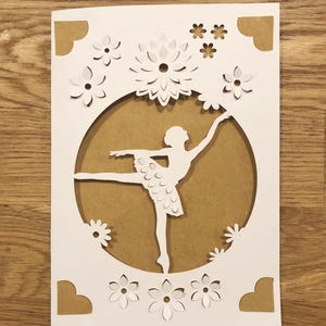 Elegante biglietto da visita con ballerina SVG – Design floreale per balletto per Cricut Joy e artigianato fai da te