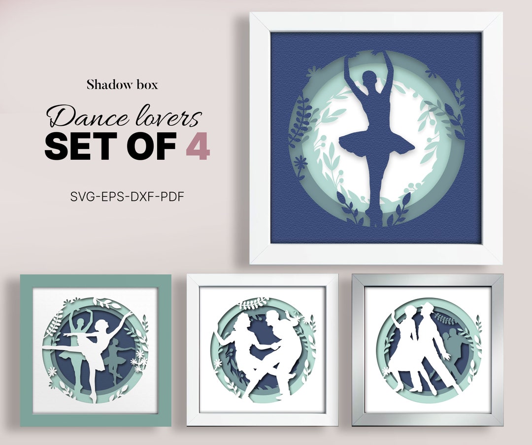 Vector Ballet Box Dance Styles Shadow Box Set of 4 SVG | Ballet Boogie Tango Silhouette ...