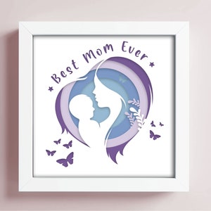 Mama/Mam/Mum/Mama Schatten Box SVG, beste Mutter aller Zeiten Geschenk, Papier Multilayer SVG, Datei für Cricut, Papierschnitt Vorlage, 3D Cricut, Love Mum-Dateien