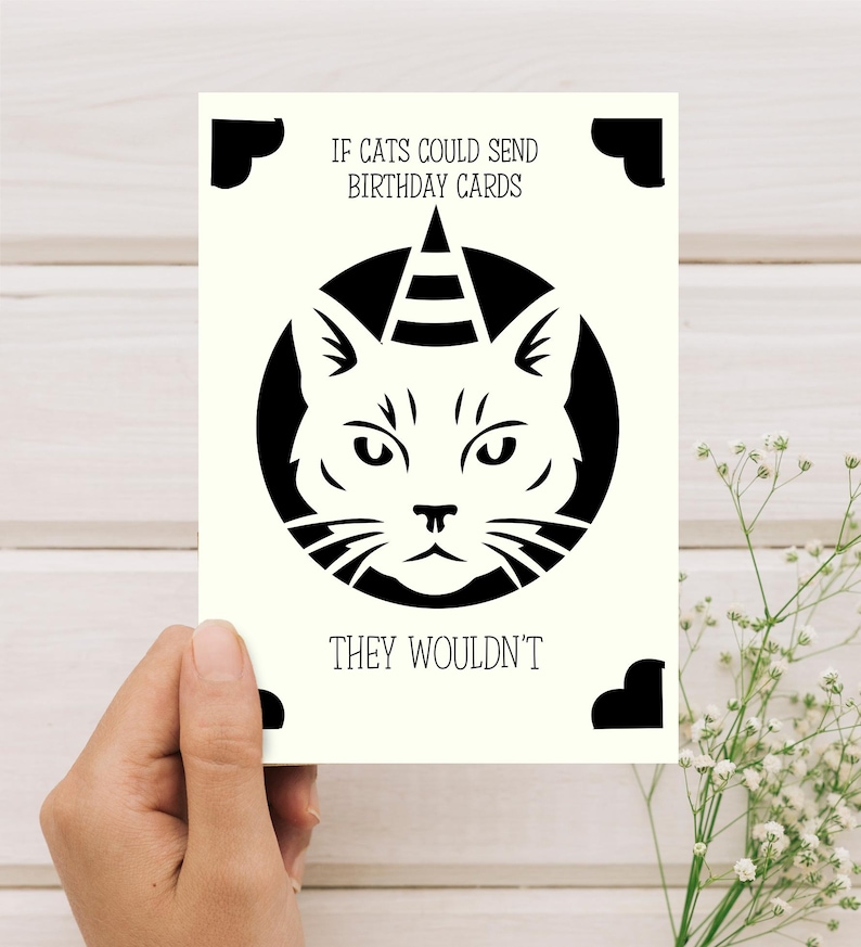 Funny Cat Birthday Card SVG: Sarcastic Printable for Cricut - Etsy