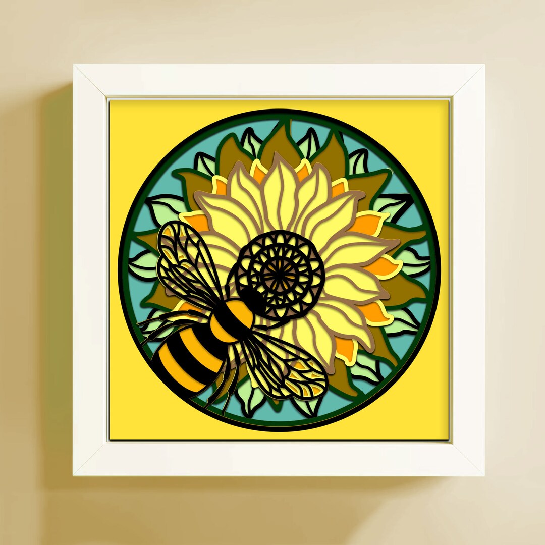 3D Honey Bee Shadow Box SVG: Layered Spring Lightbox (cricut ...
