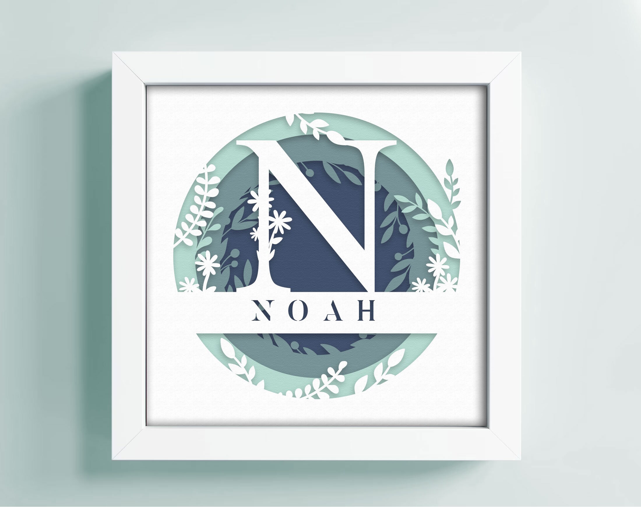 Monogram Shadow Box SVG | Color Layered Letter Lightbox | Personalized ...