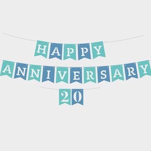 Szczęśliwej rocznicy 20 SVG Banner, 3D Festoon Szablon dla Cricut, Złota dekoracja ślubna, Wydrukowane flagi proporczykowe, Dekoracja na imprezę 20 lat
